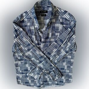 Massimo Dutti Blue and White Checkered Shirt